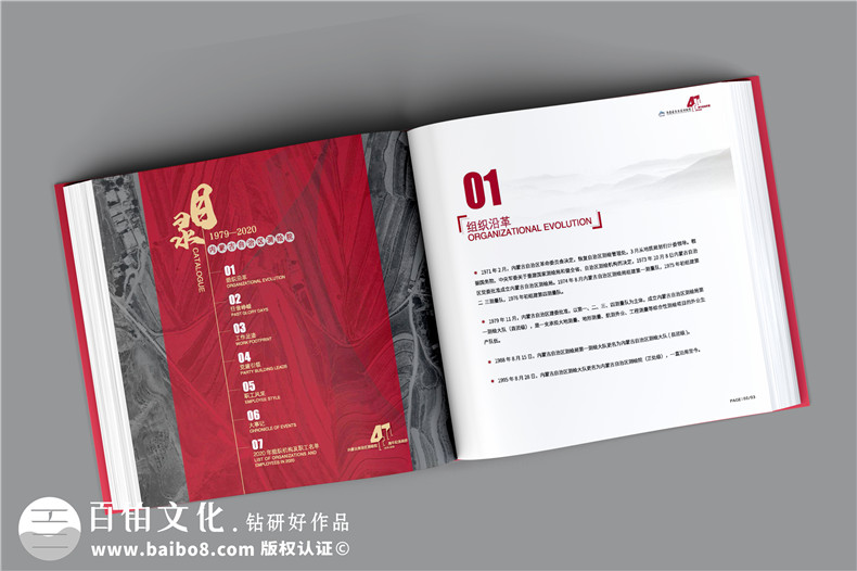 單位40周年紀念冊-測繪院企業(yè)40周年慶畫冊設計怎么做
